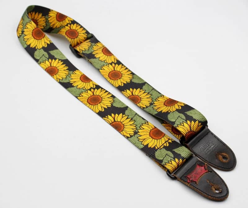 Levy's Vintage Guitar Strap Sun Flower ~Yellow~ Leather End Guitar Strap image 1