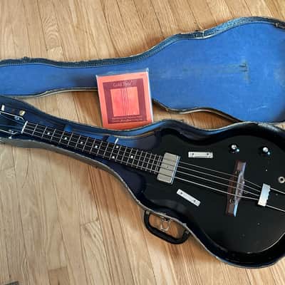 Supro Pocket Bass with Original Case Extra Short Scale Thick Neck 1961 - Black image 13