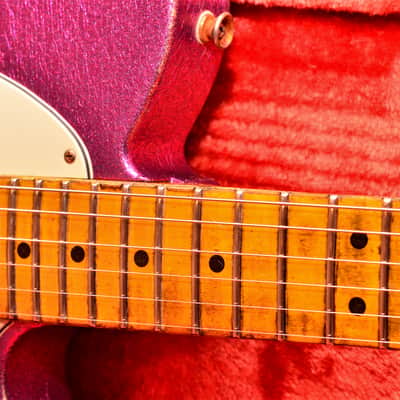 American Fender Custom Telecaster 2017 Magenta Sparkle Heavy Relic Lindy Fralins image 10