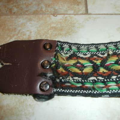 Vintage 1960's Ace-Style Guitar Strap! Green, Yellow, White! image 3