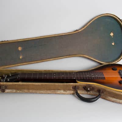 Recording King Roy Smeck Model AB104 Lap Steel Electric Guitar, made by Gibson (1938), ser. #DWE-614, original tweed hard shell case. image 10