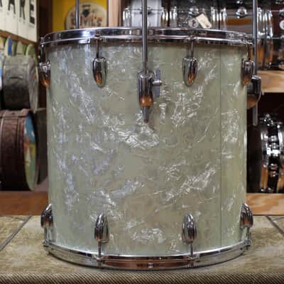 1960s Slingerland Gene Krupa Deluxe Outfit in White Marine Pearl 14x20 9x13 16x16 image 10