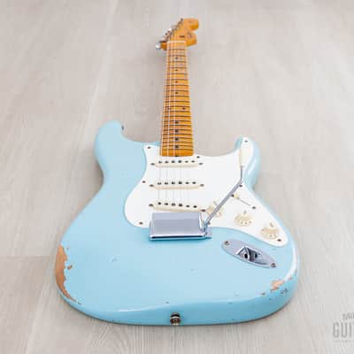2023 Fender Custom Shop Limited Edition 1957 Stratocaster Relic Faded Daphne Blue w/ Case, COA, Tags image 11