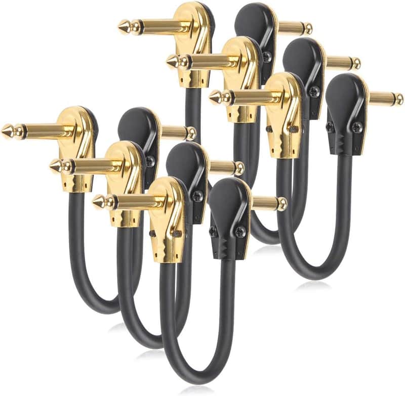 6 Pack 6 Inch Guitar Patch Cable Ultra Quiet Instrument Effect Pedal Patch Cords 1/4 inch Right Angle Low Profile Pancake Design image 1