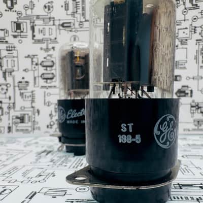 GE 6SN7GTB Matched Pair NOS Vacuum Tubes Grey Plate Side Getter Double Mica image 12
