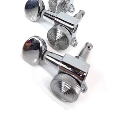 Brio Left Handed 6 In Line Guitar Locking Tuners Oval Chrome image 3