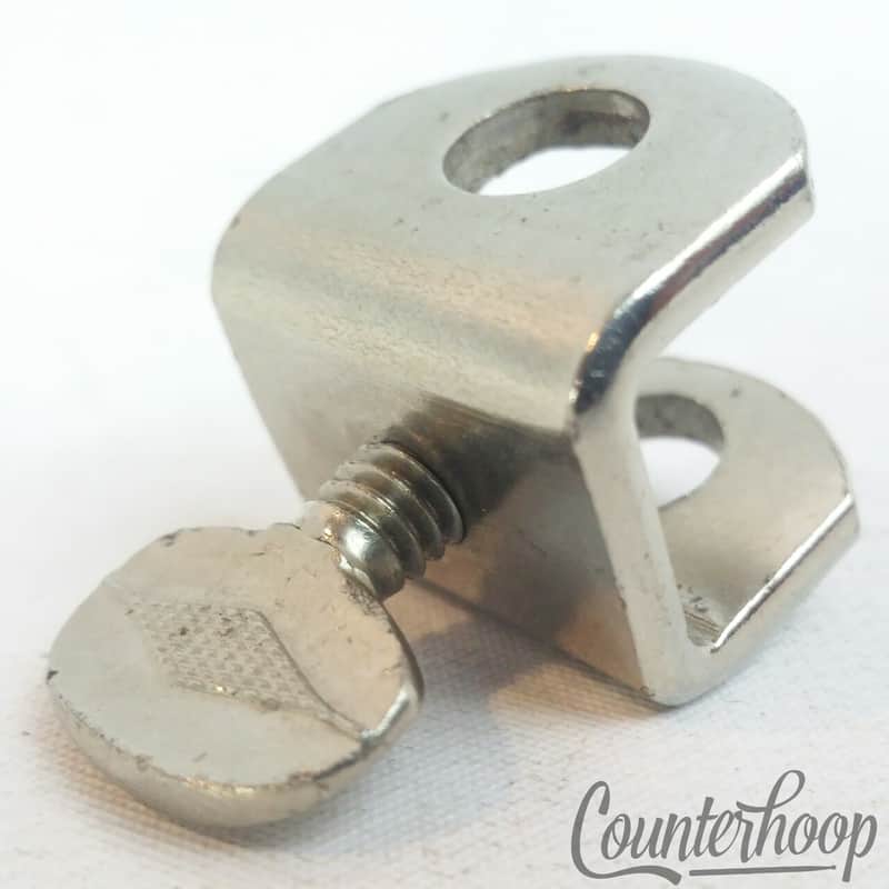 Slingerland Cowbell 3/8" Mounting Bracket Clamp Wing-Screw Mount Nickel Vintage image 1