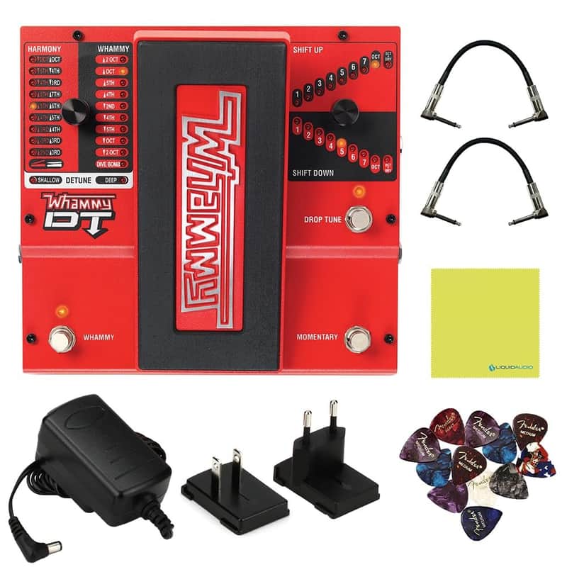DigiTech Whammy DT Drop Tune Guitar Effects Pedal Bundle w/2x Strukture S6P48 Woven Right Angle Patch Cables, 12x Guitar Picks and Liquid Audio Polishing Cloth image 1