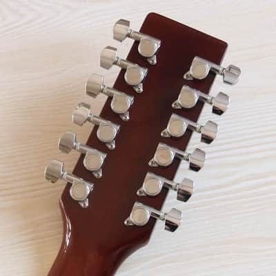 Custom 12 String Acoustic Guitar in Sunburst Finish, Laminated Spruce Top Body, Mahogany Neck image 4