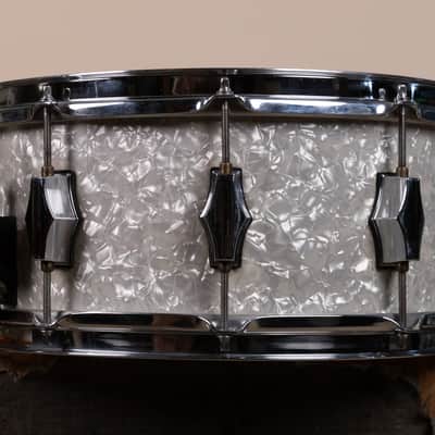 Fibes 6.5x14 White Marine Pearl Fibes Wood Snare Drum image 5