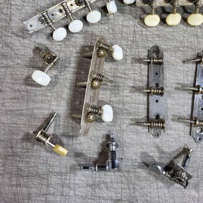 Pile of Vintage RARE 1960's Harmony Silvertone Kay Waverly Teisco Kluson 3x3 and 6 on a plate Guitar Tuners Luthier Parts #2 image 2