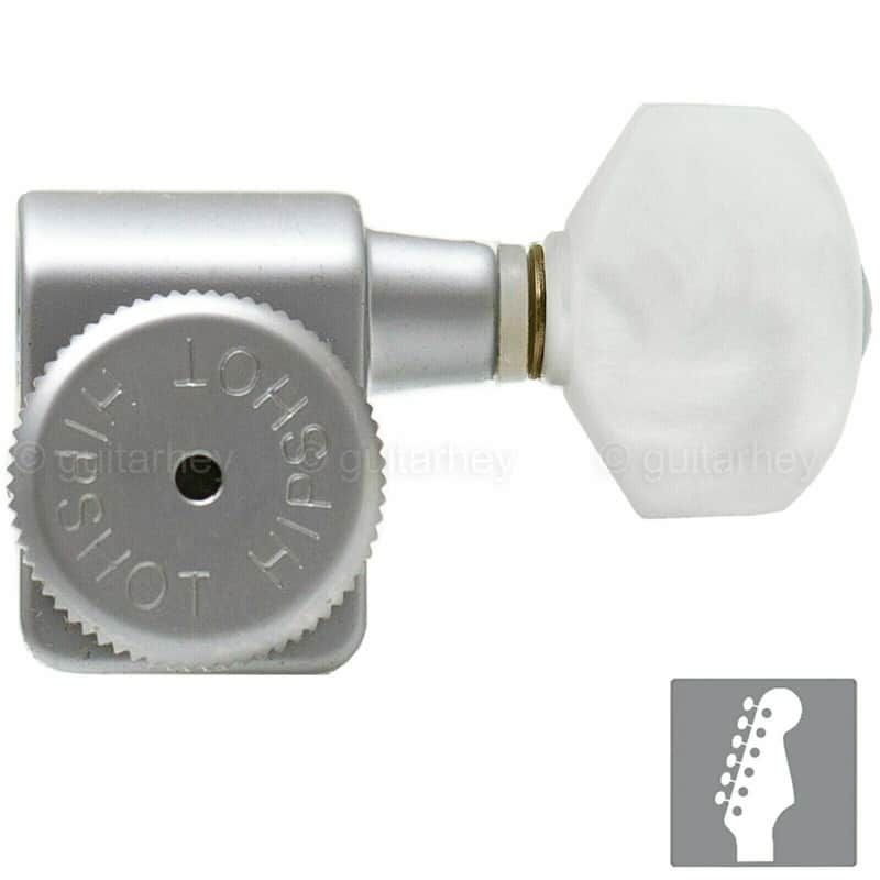 NEW Hipshot Non-Staggered Tuners Fender® Directrofit™ Pearl Buttons SATIN CHROME image 1
