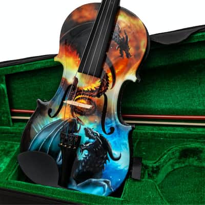 Dragon Spirit Violin 3/4 w crystal fine tuners bow case rosin strings set up image 5