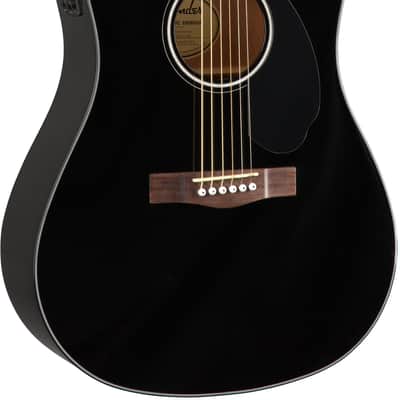 Fender CD-60SCE Solid Top Dreadnought Acoustic-Electric Guitar - Black w/ Hard Case image 4