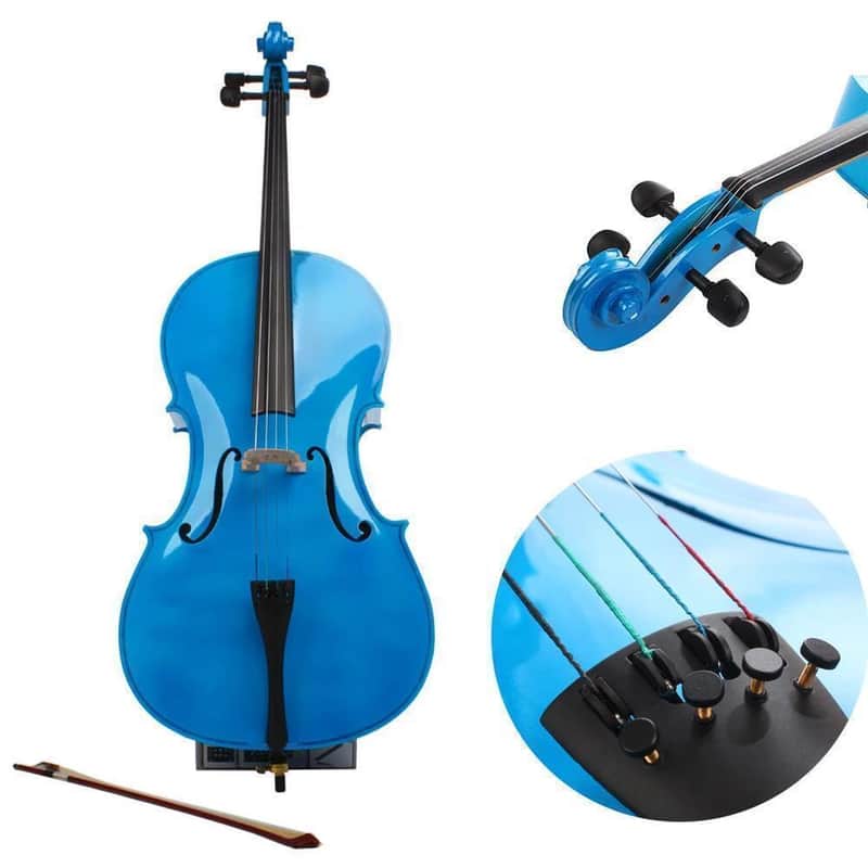 Cxxss Blue Cello 4/4 Full Size Wood Acoustic Cello School Band With Bag Bow Rosin Bridge image 1