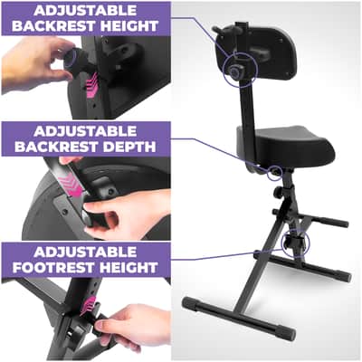 Liquid Stands Guitar Stool, Adjustable Piano Stool - Professional Musician Drum Throne with Backrest - Guitar Seat Drum Seat, Musician Stool image 4