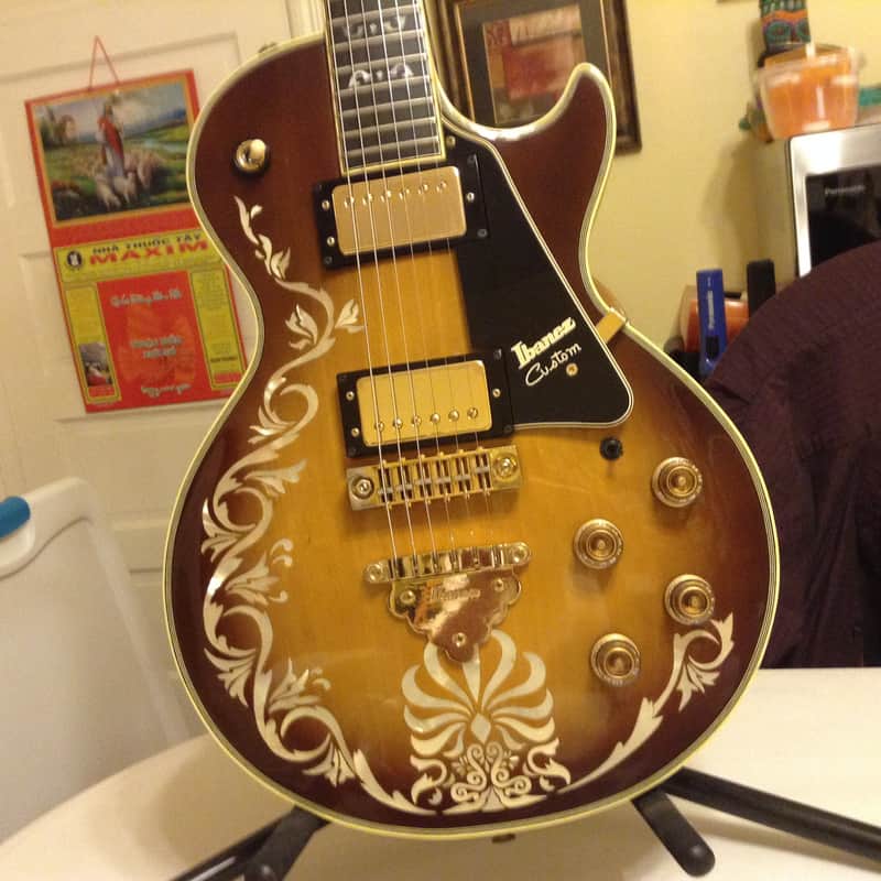 Ibanez 2675 Custom Agent Single Cutaway HH Solid Maple Top with Pearl Inlays Cremona Brown Sunburst with Gold Hardware image 2