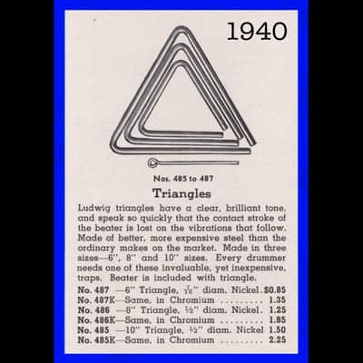 Vintage Ludwig 6” Triangle 1930’s-1940’s (Sound File) image 7