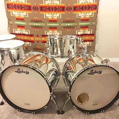 Custom Ludwig Classic Maple Mirror Chrome Drum Kit image 5