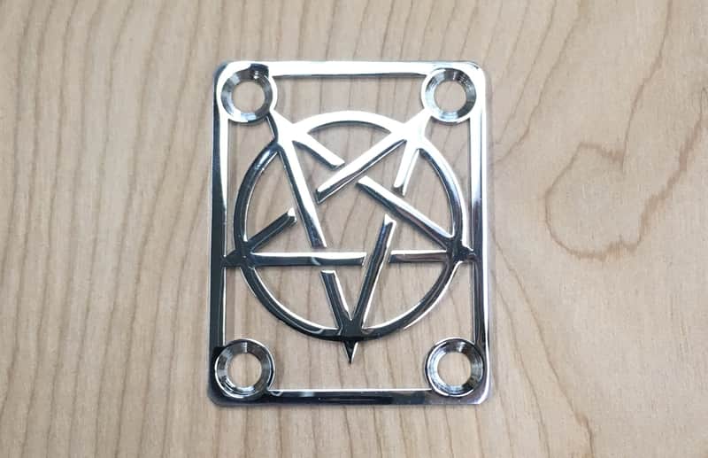 Pentagram Neck Plate For Bolt On Neck Guitar or Bass - Chrome Finish image 1