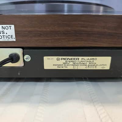 Pioneer PL-A45D Vintage Fully Automatic Belt Drive Stereo Turntable Record Player Wood Veneer Silver image 6