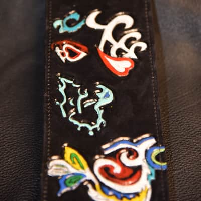 Guitar Leather strap "Jimi Hendrix flying V" 3.5" strap all custom hand made image 17