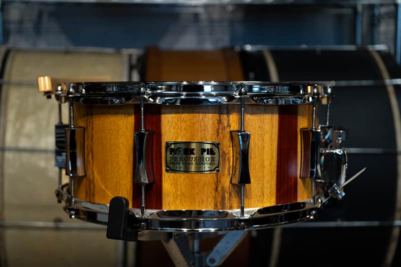 Pork Pie Striped Paduk Sap w/Chrome Hardware and Matching X-Click 14x6.5 Snare Drum image 1