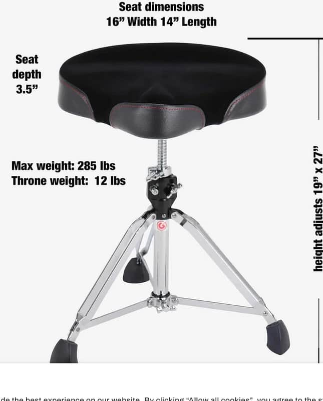 Gibraltar 9608M 9600 Series Pro Moto-Style Drum Throne - Black/Chrome image 1
