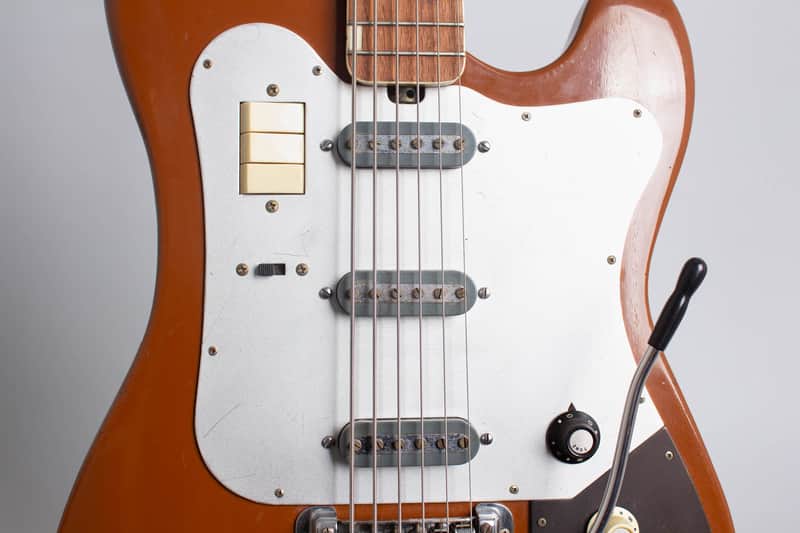 Teisco YB-6 Electric 6-String Bass Guitar (1965), black gig bag