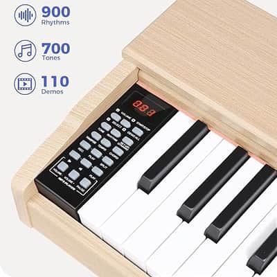 Weighted Piano Keyboard 88 Keys: Full Size Electric Keyboard Piano for Beginners, Portable 88 Key Keyboard with Dual Speaker, Sustain Pedal, Power Adapter, Support Bluetooth, USB MIDI,FEP300, Beige image 2