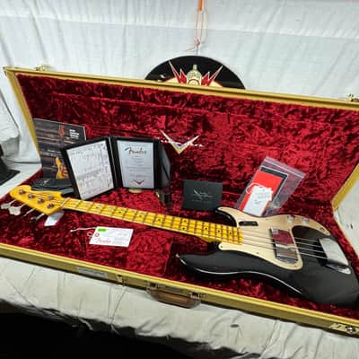 Fender USA Custom Shop '57 Precision Bass jrn Journeyman 4-string P-Bass with COA + Case 2020 - Black / Maple neck - relic'd image 1