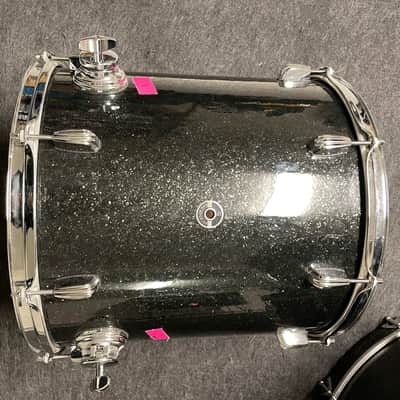 Q Drum Co. 24"/13"/16" Mahogany/Poplar/Mahogany w/ 6 ply Maple Re-rings 2015 Black Sparkle image 4