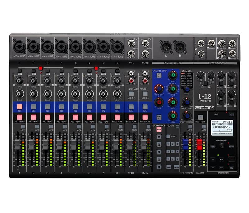 Zoom LiveTrak L-12 Digital Mixer & Multitrack Recorder, for Music, Podcasting, and More, 12-Input/ 14-Channel SD Recorder, 14-in/4-out USB Audio Interface, 5 Powered Headphone Outputs image 1