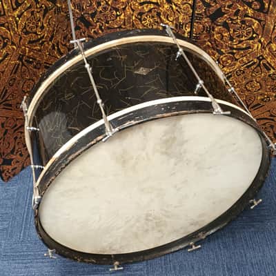 Vintage Lafleur Piccadilly 28″x12″ Bass Drum 1930s – Black with Glitter Strand image 2
