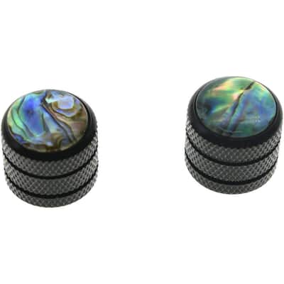 Black Set of 2 Push on Fit Abalone Top Guitar Knobs Dome Knobs Bass Knob for Tele/Telecaster image 1