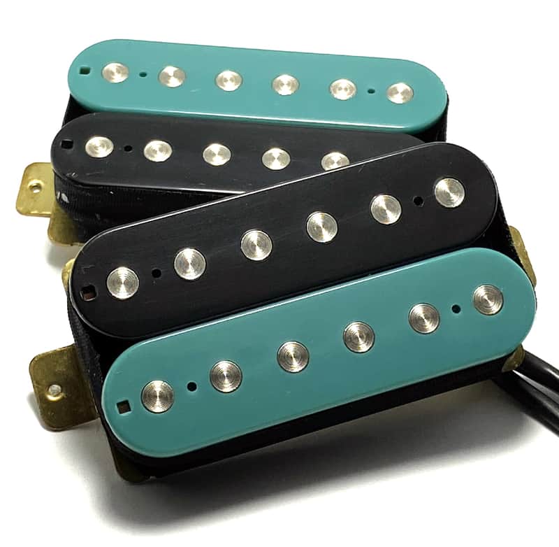 Dragonfire Zebra Screamers Humbucker Set ~ Teal Black Zebra Style #2 ~ Bridge + Neck HH Pickup Set image 1