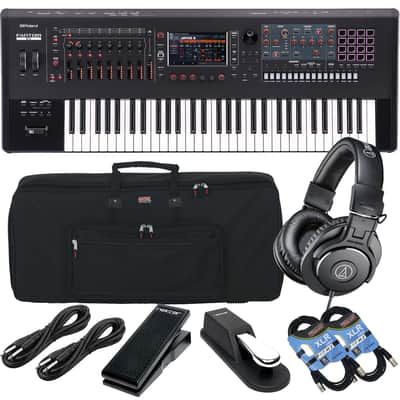Roland Fantom 6 EX Synthesizer Workstation, Gator GKB-61, Sustain Pedal, Nektar NX-P, (2) XLR Cables, (2) 1/4 Cables, ATH-M30X Bundle