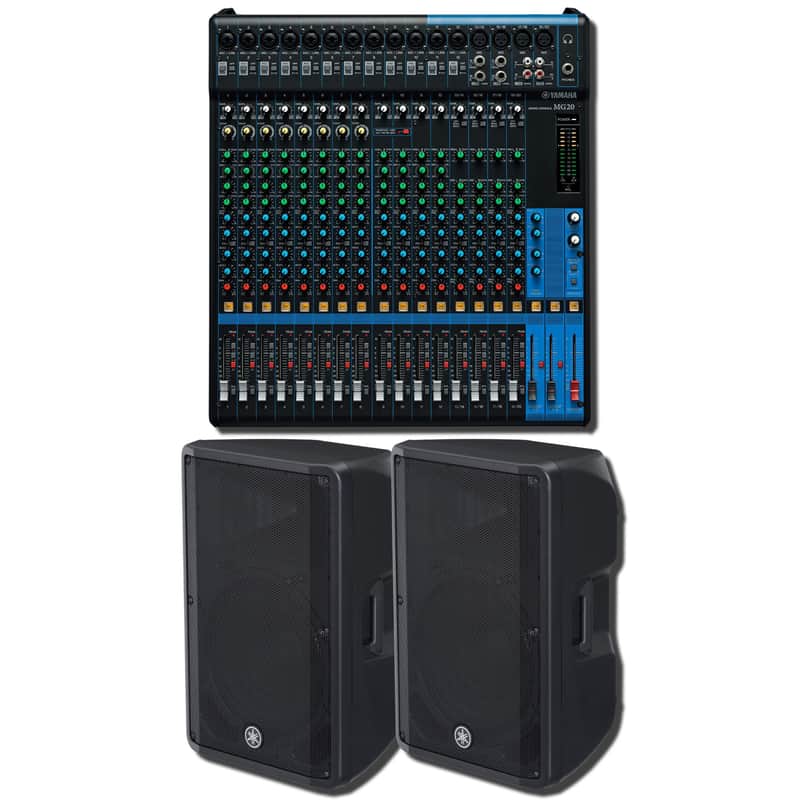 Yamaha MG20 20-Channel Analog Mixing Console with 2x DBR15 15-Inch 1,000W Powered Loudspeakers image 1