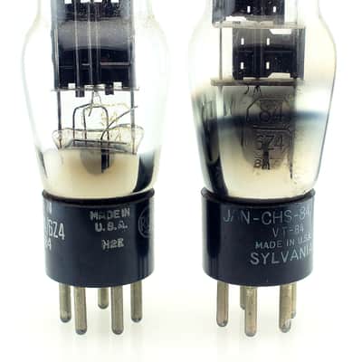 2 pcs. RARE 1944 SYLVANIA RCA JAN CHS 84 / 6Z4 VT-84 USN NOS VACUUM TUBES image 2