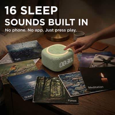 Gemini BRS-180 Bluetooth Home Speaker – Night Light, 15 Sleep Sounds, LED Alarm Clock & Voice-Assistant Button image 5