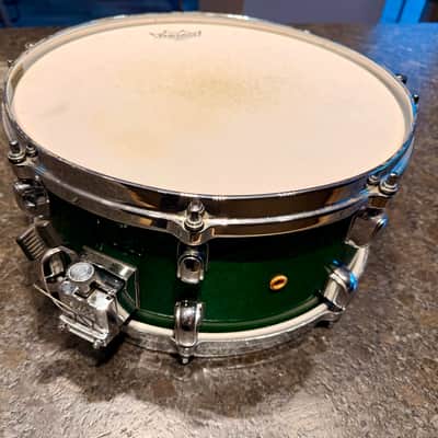 Tama Starclassic Maple 14x6.5 British Racing Green MIJ + Original Air Ride System + Stand image 5