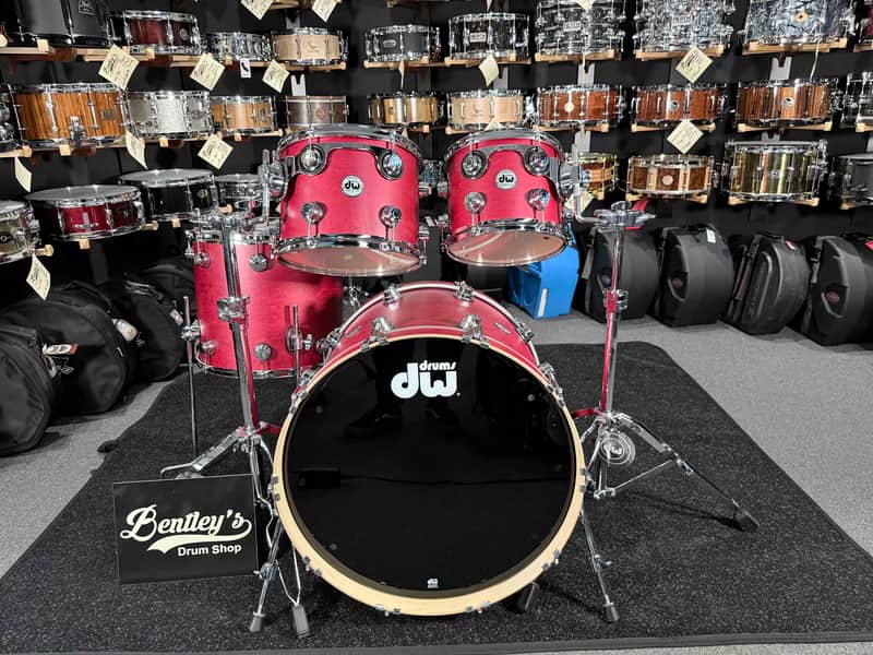 DW Collector's Series SSC Pure Maple 4-Piece 10/12/16/22 Drum Kit Set in Cherry Satin Oil Stain w/ Chrome Hardware image 1