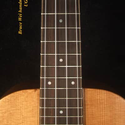 Handmade Soprano Ukulele, Solid Spruce, Hawaiian Koa, Mermaid Inlay, Soft-bag, Bruce Wei UG13-2225 image 7