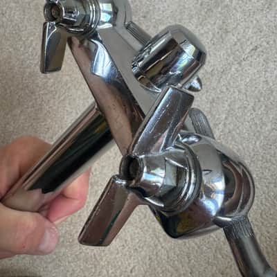 Premier Vintage Lokfast Double Tom Drum Holder Mount Post - 8” and 5” L Arm 70s - Chrome image 4
