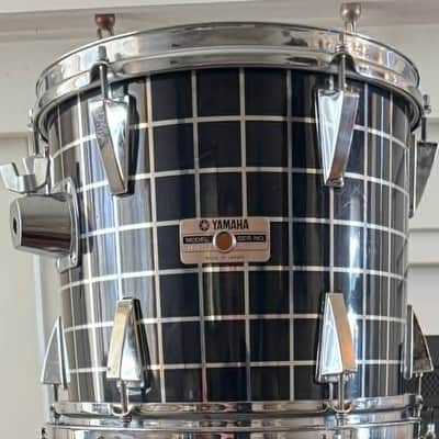 Yamaha 80’s 5000 Series 10x12 Rare Black/Chrome Grid Wrap TOM