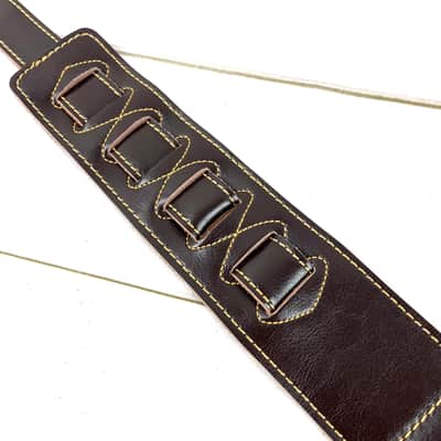 Walker and Williams C-22-BRN Dark Brown Handmade Premium All Grain Leather Padded Guitar Strap 3" Wide For Acoustic, Electric, And Bass Guitars image 12