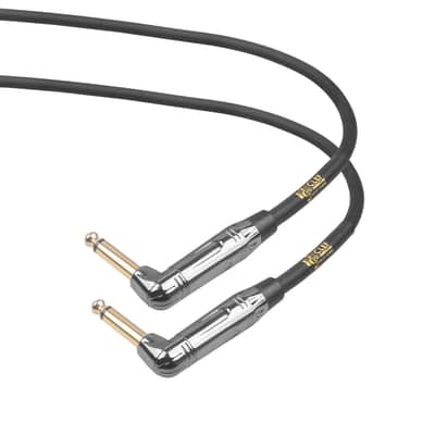 Guitar Patch Cable, 6 inch - 1/4 inch TS Right Angled Guitar Pedal Effects Instrument Cord, 22AWG, Chrome Zinc Alloy Shell, PVC Jacket - 6-Pack image 3