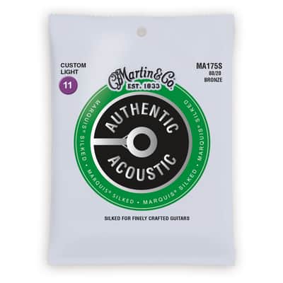 Martin MA175S Authentic Acoustic Marquis Silked 80/20 Bronze Acoustic Guitar Strings - Custom Light (.11 - .52)