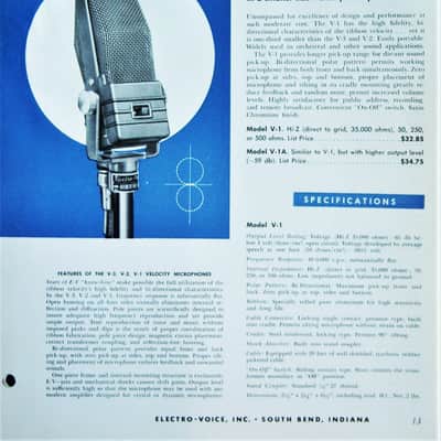 Vintage RARE 1940's Philco / Electro-Voice V-1 Ribbon "Velocity" Microphone with newer stand image 2