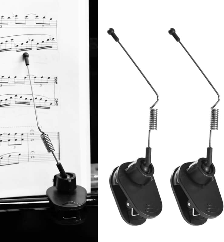Piano Music Book Clip - Page Holder for Music Stand, Sheet Music Holders for Piano, Keyboard, Binders and Books, Essential Piano Accessories & Gift for Piano Players (Black) image 1